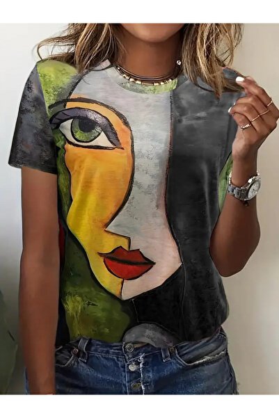 JANES Tricou cu mânecă scurtă cu imprimeu pentru femei