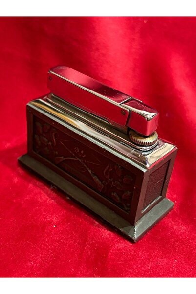 tayfuntufan antika koleksiyon 1950 ler rowenta zin (kurşun) kaideli masa çakmağı - çalışır durumda - 7,5 cm x 5 cm x 3 cm