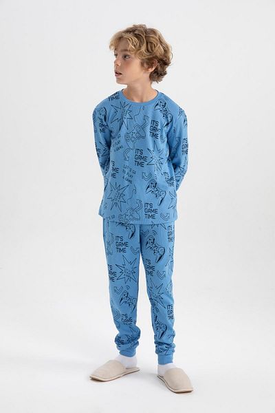 DeFacto Boy's Waffle Patterned Long Sleeve Pajama Set - A6724a823wn