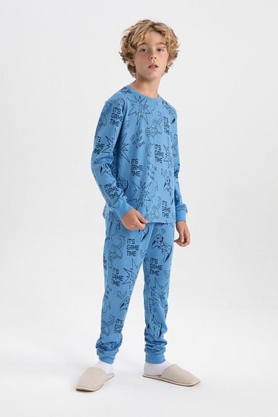 DeFacto Boy's Waffle Patterned Long Sleeve Pajama Set - A6724a823wn