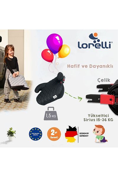 LORELLİ Coolbaby Sirius Isofix Booster - 15-36 Kg, Black Car Seat