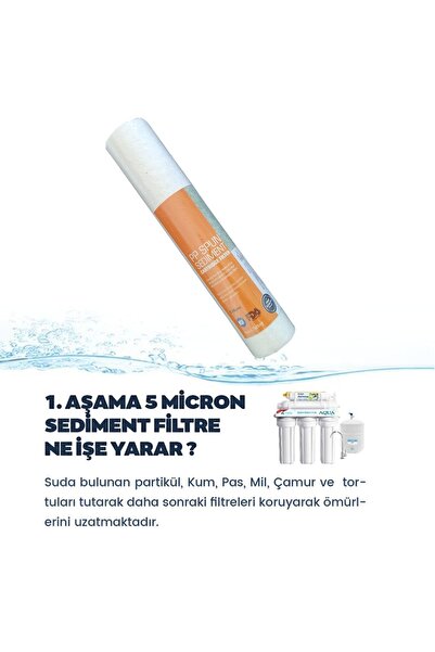AQUA BELLA Reverse Osmosis Açık Kasa Su Arıtma Cihazı 5li Filtre Seti