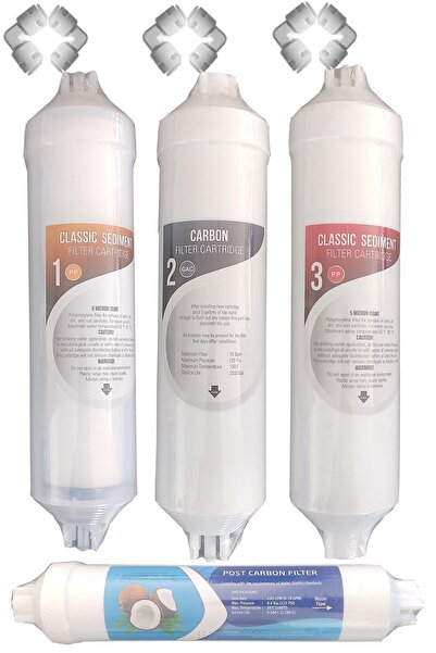 AQUA BELLA Kapalı Kasa 12 Inç Su Arıtma Cihazı Filtresi Inline 4 Aşamalı Set