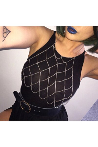 Nishstyle Gümüş Renk Natalia Model Vücut Büst Kolyesi