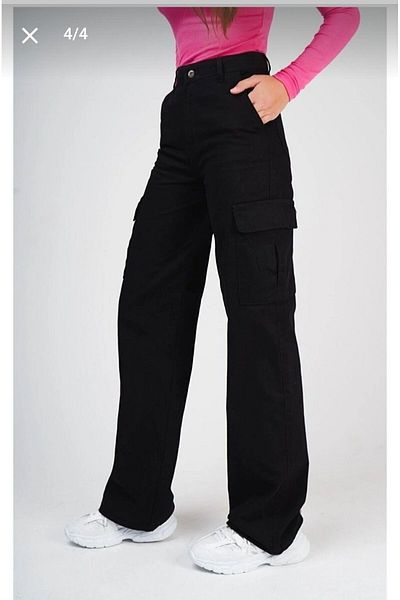 LAMİRA High Waist Molamoda Black Jeans - Cargo Pocket, Palazzo Style