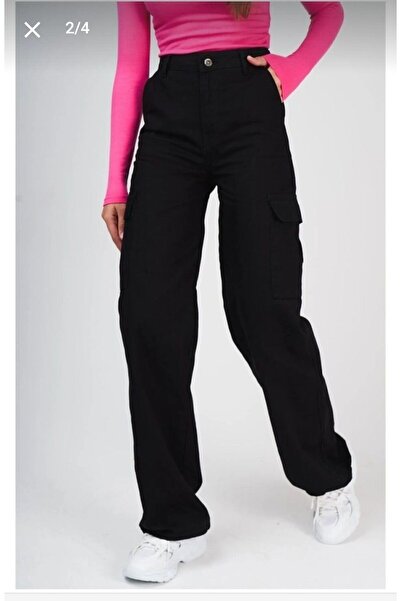 LAMİRA High Waist Molamoda Black Jeans - Cargo Pocket, Palazzo Style