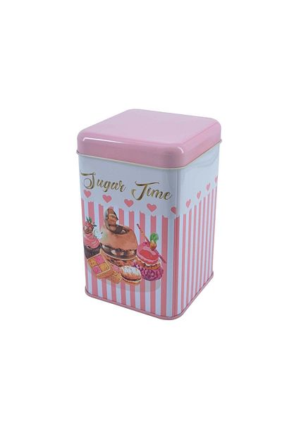 EVLE Sugar Time Patterned Square Metal Storage Container 11x11 Cm Ef022-e8