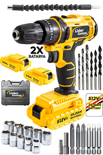 DOZZER Alman Walter Serii 512Vf 25 Ah Bakır Sargılı 27 Parça Setli 2x Akülü V...