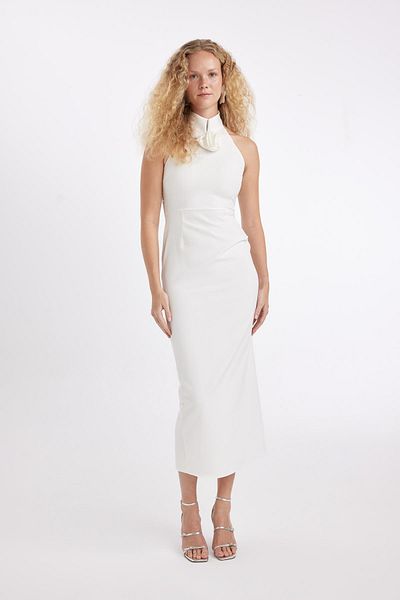 DeFacto Bodycon Body Wrap Halter Collar Maxi šaty bez rukávů D3270axns