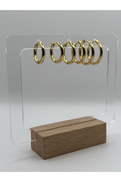 Arnes Jewelry أقراط دائرية من الفولاذ الذهبي مكونة من 3 قطع