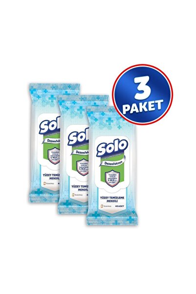 Solo Dezenfektan Yüzey Temizleyici Islak Mendil 3'lü 120 Yaprak