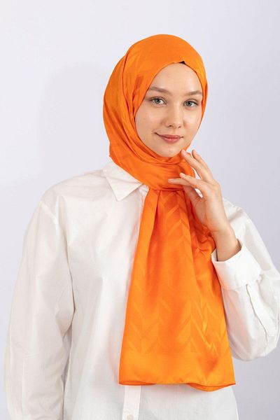 hijabchi Εισαγόμενο Silky Jacquard Zigzag - Πορτοκαλί