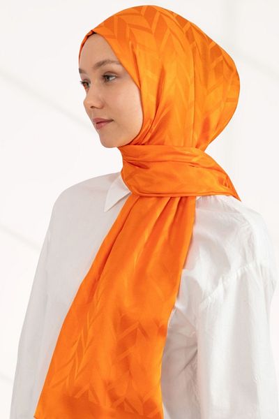 hijabchi Εισαγόμενο Silky Jacquard Zigzag - Πορτοκαλί
