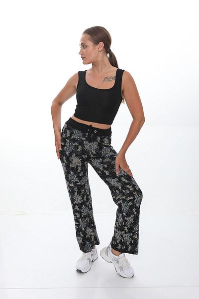 Kutay Collection بنطلون فيسكوز نسائي واسع الساق
