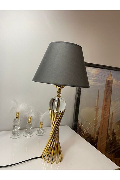 asellus Misbah Twist Lampshade Table Lamp Crystal Glass Gold Plated, Lampshade