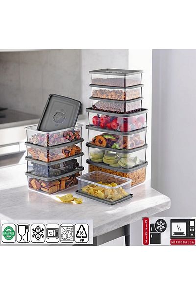 MAVİKÖY 12-Piece Deep Freezer Refrigerator Organizer - 1500ML-1000ML-750ML Storage Container
