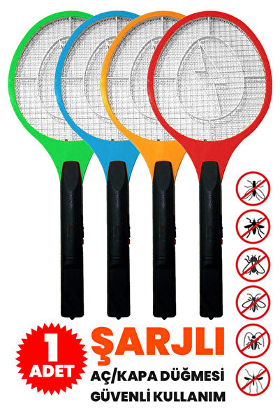 GüncelÇarşı Şarjlı Sinek Öldürücü Raket, Aç-kapa Düğmeli Elektrikli Sinek Rak...