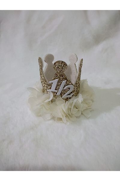 damlakids 1 Year Birthday Crown 1/2 Gold /ecru