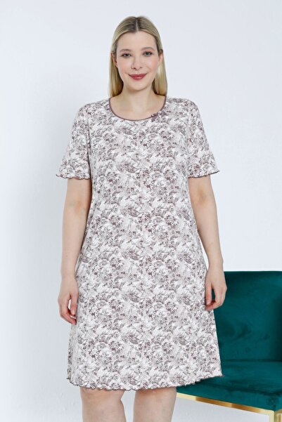 Lagertha by İntensive Cămașă de noapte din viscoză - mânecă scurtă, detaliu fundă, lycra