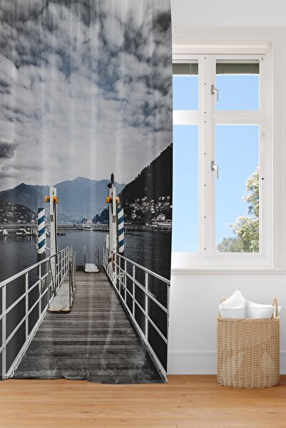 EVSEHOMES CURTINA DE FOLOSĂ CU UN SOARE DE IMPRIMARE DIGITALĂ PEISAJ DE PLĂCI