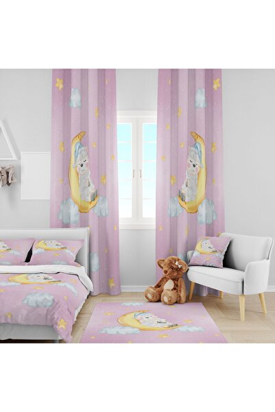 EVSEHOMES SET CAMERA COPILOR AYDA KUZU (PERDEAU DE FOND - HUSĂ DE PAT ȘI PERN...