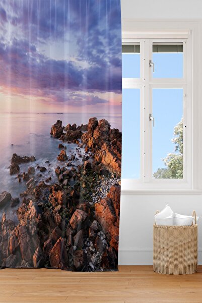 EVSEHOMES МОРСЬКИЙ СКЕЛЯСТИЙ ПЕЙЗАЖ ЦИФРОВИЙ ДРУК ОДНОКРИЛЬЧАТА ФОНОВА ШТОРКА