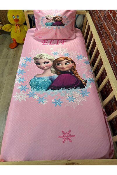 EVSEHOMES EVSHOMES PEMBE  ELSA ANNA  DİJİTAL BASKI KAPİTONE PİKE TAKIMI