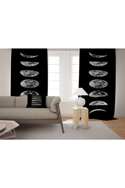 EVSEHOMES Cortina de fundal pentru camera de zi Evsehome Moon Phases (cu cadou)