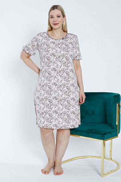 Lagertha by İntensive Cămașă de noapte din viscoză - mânecă scurtă, detaliu fundă, lycra