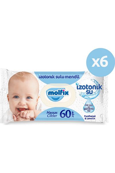 Molfix Isotonic Water Wet Wipes Sensitive Skin 60 Pack 6*60 360 Sheets