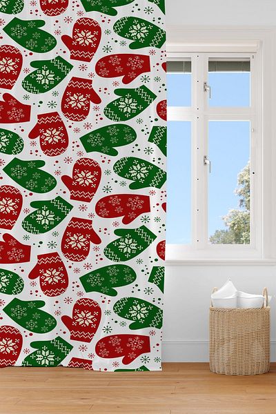 EVSEHOMES CHRISTMAS GLOVES DIGITAL PRINTING SINGLE WING PHONE CURTAIN