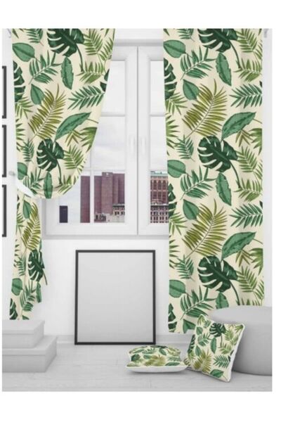 EVSEHOMES Evsehome Karışık Yapraklar Mutfak Fon Perde