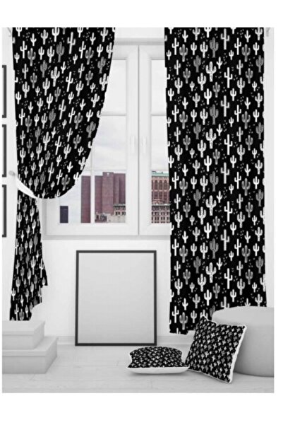 EVSEHOMES Evsehome Kaktüsler Mutfak Fon Perde