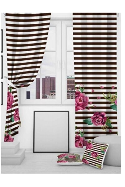 EVSEHOMES Cortina de fundal cu flori în dungi