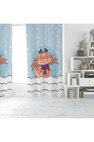 EVSEHOMES CUTE DINOSAUR PRINT DIGITAL PERDEAUĂ DE FOLOSĂ CU O ARIPI