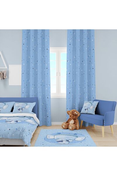 EVSEHOMES طقم غرفة أطفال على شكل فيل مع باندانا (ستارة خلفية - مفرش سرير ووسا...