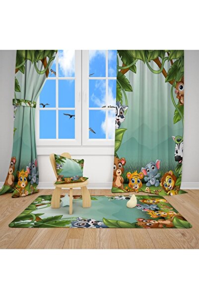 EVSEHOMES ستارة خلفية لغرفة الأطفال على شكل غابة سفاري