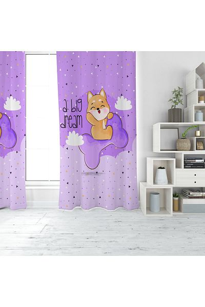 EVSEHOMES Cute Dog Digital Printing Single Wing Fon Curtain