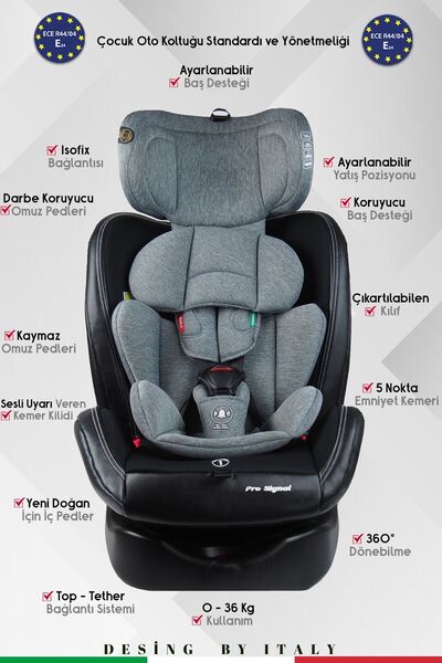 Prego Profix Pro Signal 360 Derece Dönebilen 0-36 Kg Isofixli Oto Koltuğu