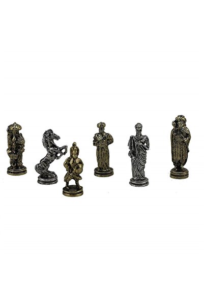 Gift Home Küçük Metal Parlak,osmanlı & Bizans Figürlü Satranç Taşı