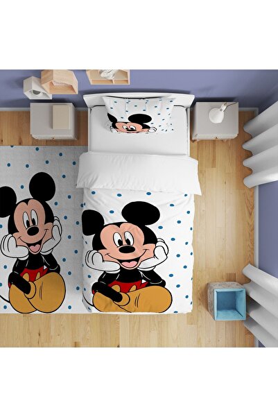 EVSEHOMES Mıckey Mini Fare Dijital Baskı Yatak Örtüsü Ve Yastık Kılıfı