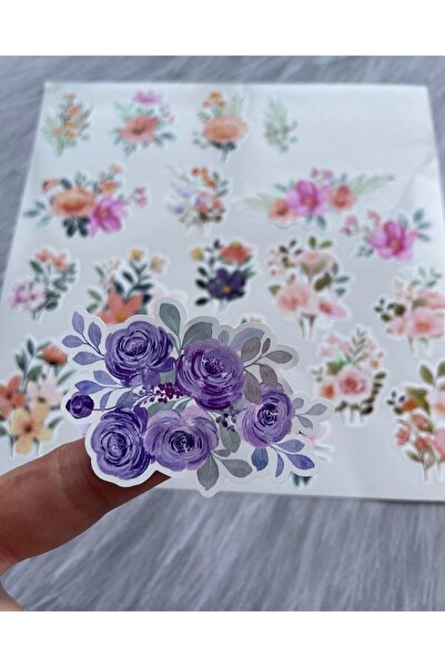 eylülün etiket fabrikası Bahar Çiçekleri Temalı Opak Sticker Set - (2 SET / 4...