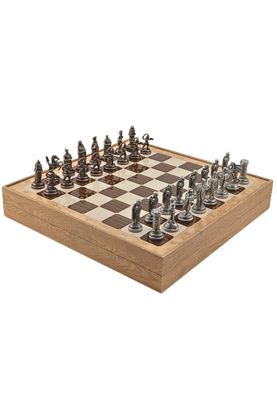 Gift Home GiftHome Orta Boy Metal OSMANLI-BİZANS Satranç Takımı Antik ve Rust...