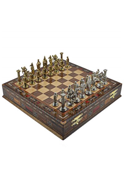 Gift Home Gifthome Metal Satranç Takımı Büyük Ingiliz Parlak Ve Sandıklı Masi...