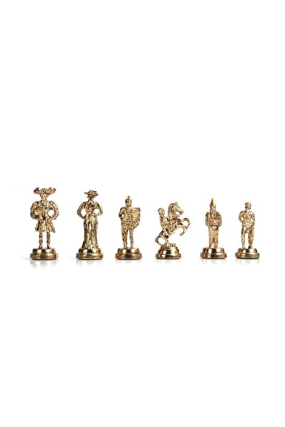Gift Home Orta Metal Parlak Ispanyol Figürlü Satranç Taşı