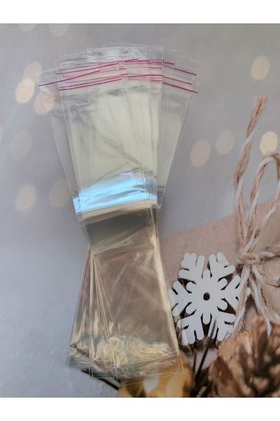 eylülün etiket fabrikası Transparent Mouth Adhesive Bag 6-30 (25+5) Cm- 50 Pieces / Bag Suitable for Pacifier Chain Cards