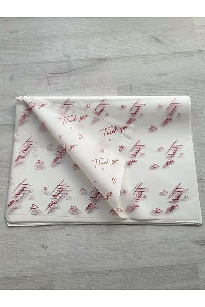 eylülün etiket fabrikası Thank You - Red Printed Pelur Paper / Packaging Paper - 10 Pieces