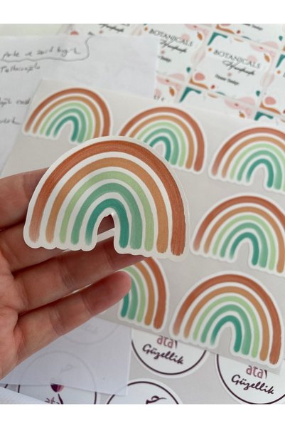 eylülün etiket fabrikası Colorful Rainbow Opaque Sticker - 40 Pieces