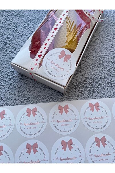 eylülün etiket fabrikası Handmade With Love - Fundita Roz Model 3 Cm. Autocol...