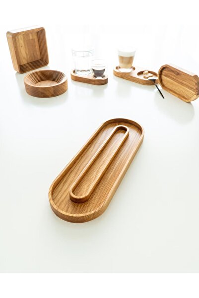 RHİAATELİER طبق تقديم من خشب البلوط البيضاوي، صينية مجوهرات بتصميم عصري طبيعي